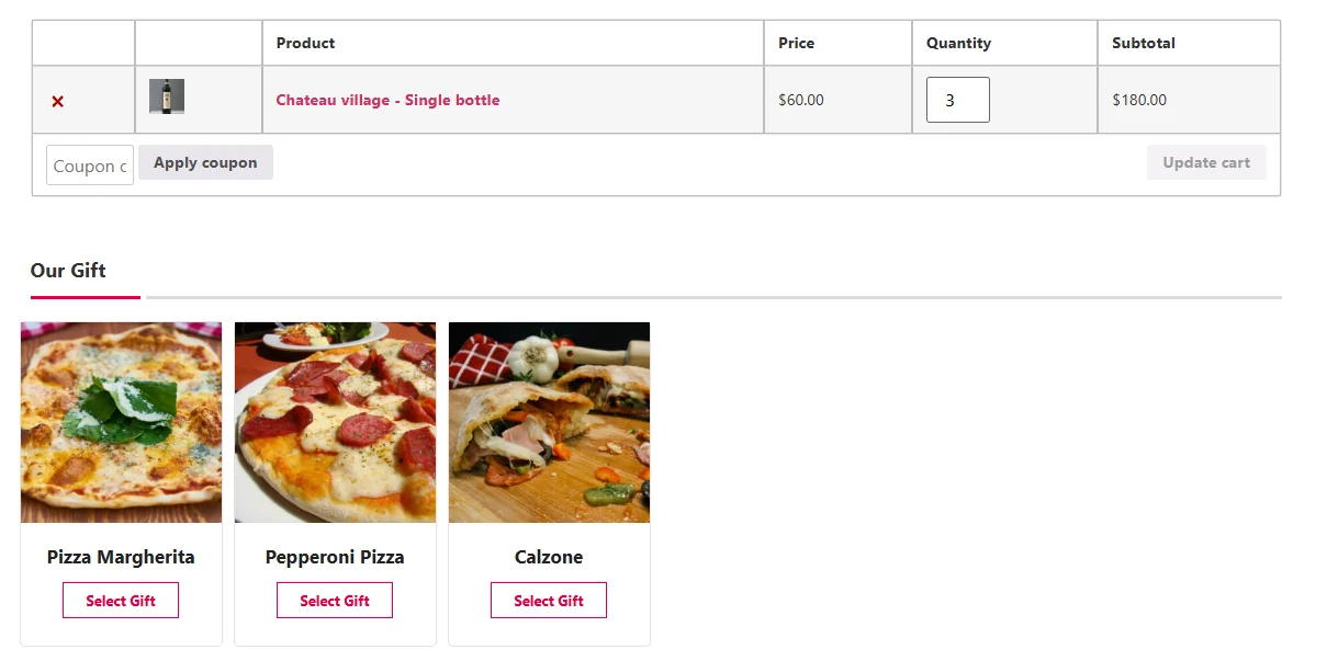 Rule result in cart page