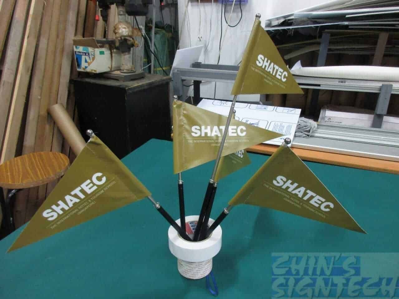 Double sided telescopic tour guide flag - flower pot