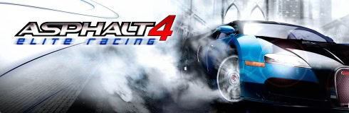 Voiture de course de haute performance dans un désert avec des nuages de fumée, représentant la vitesse et l'adrénaline dans le jeu Asphalt 4 Elite Racing.