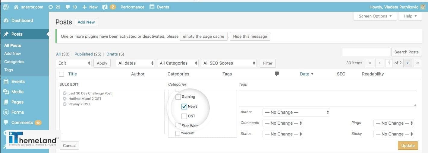 WordPress bulk edit categories