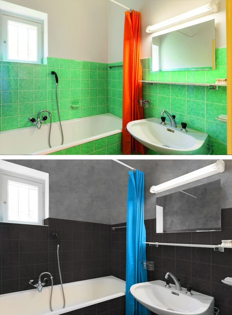 Fliesen streichen vorher nachher