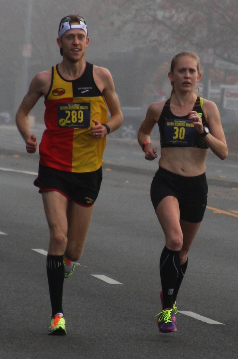 PHOTO: Brendan Gregg and Kaitlin Gregg Goodman running the 2014 California International Marathon (photo by Carolee Gregg, used with permission)