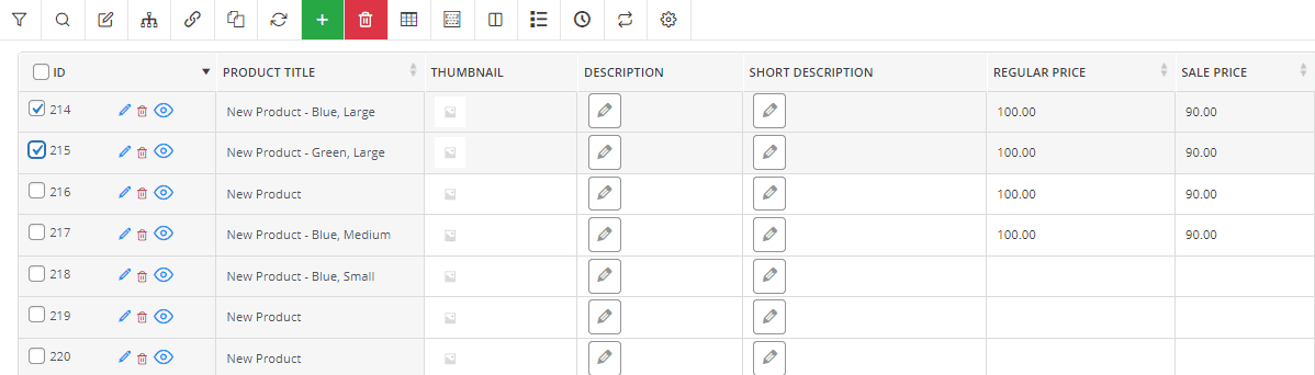 Select products for export