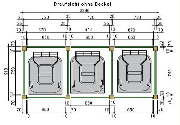 Mülltonnenbox Draufsicht Maße