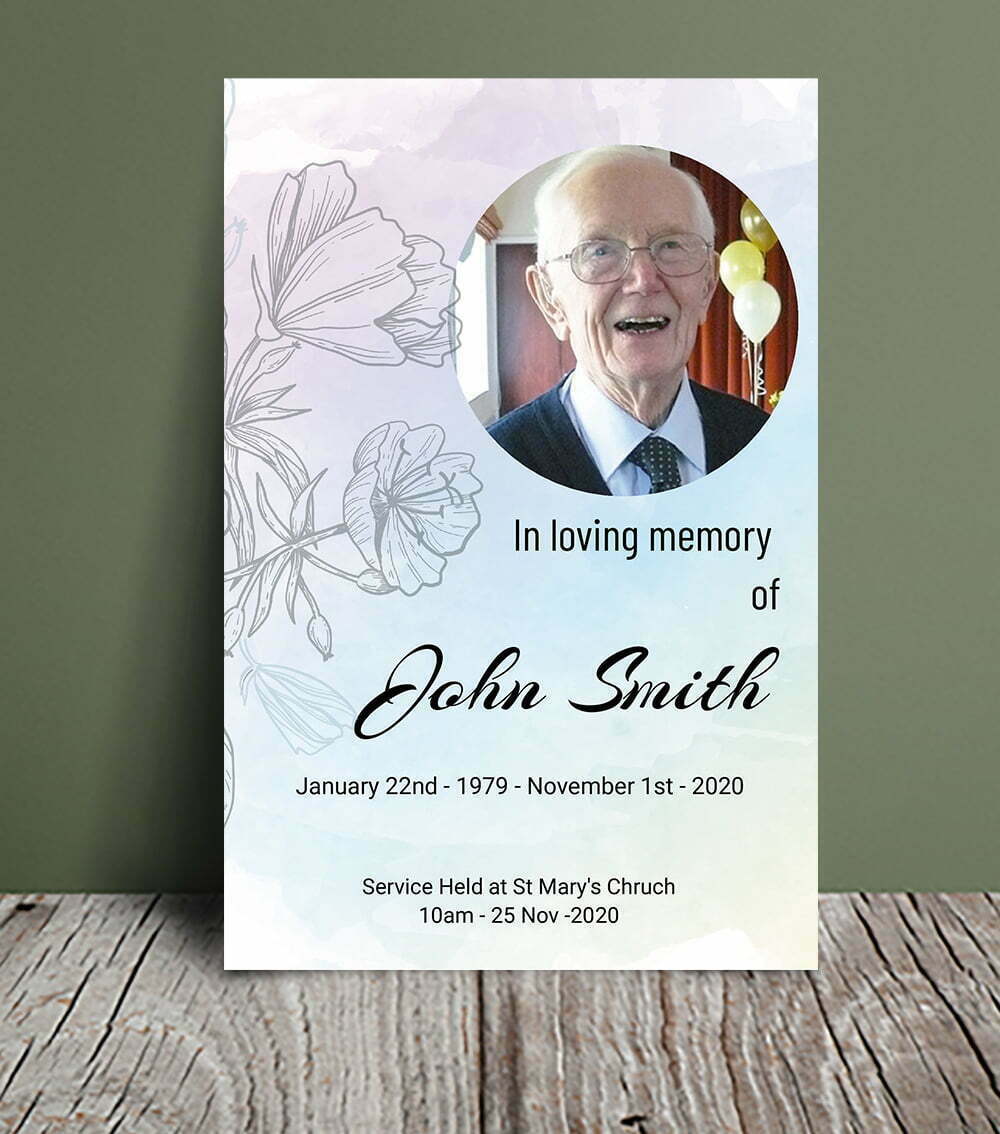 Colourful floral outline order of service (020) - Template Design ...